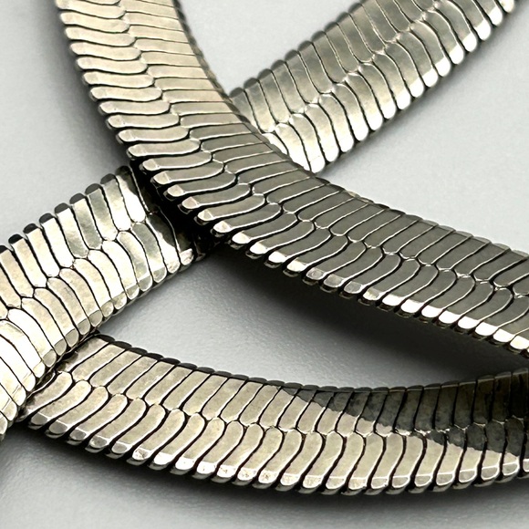 Vintage Men’s 925 Sterling Silver 7mm Wide Herringbone Chain Necklace 20” 28g - Picture 11 of 16